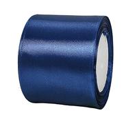 Nastro di raso blu scuro, larghezza 75 mm, larghezza 75 mm, con bandiera del Regno Unito, nastro di raso blu reale, nastro biadesivo in poliestere per regali e decorazioni per 80° anniversario