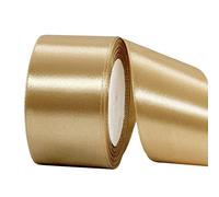 Nastro di raso color oro champagne da 22 m, largo 50 mm, spesso nastro dorato. Nastro in tessuto. Nastro natalizio. Per confezioni regalo, fiocchi per capelli, torte, auto, matrimoni, feste, San