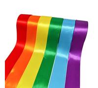 Nastro di raso colorato da 4 cm * 22 m * 6, nastri per alberi di maggio resistenti alle intemperie, nastro arcobaleno, nastro regalo