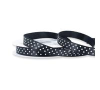Nastro di raso con pois da 12 mm x 25 m, a scelta di colori in 12/25 mm, non stinge e lavabile, nastro per matrimonio, nastro per confezioni regalo, decorazione fai da te, nero 030