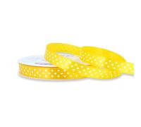 Nastro di raso con pois da 12 mm x 25 m, a scelta di colori in 12/25 mm, non stinge e lavabile, nastro per matrimonio, nastro per confezioni regalo, decorazione fai da te, giallo 645