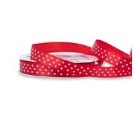 Nastro di raso con pois da 12 mm x 25 m, a scelta di colori in 12/25 mm, non stinge e lavabile, nastro per matrimonio, nastro per confezioni regalo, decorazione fai da te, rosso 250