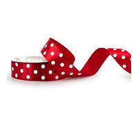 Nastro di raso con pois da 25 mm x 25 m, disponibile in 6/12/25/38 mm, non stinge e lavabile, nastro per matrimonio, nastro per confezioni regalo, decorazione fai da te, rosso 250