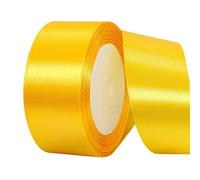 Nastro di raso dorato da 22 m, larghezza 40 mm, nastro giallo in tessuto regalo, nastro di Natale, confezione regalo, cesto per capelli, torte, artigianato, San Valentino, decorazione natalizia