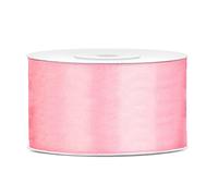Nastro di raso Hellpink 50 mm x 25 metri - Nastro extra largo per fiocchi in rosa chiaro, resistente per regalo e decorazione per baby shower, matrimonio, eventi e grandi fiocchi