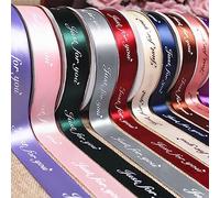 Nastro di raso in poliestere con logo personalizzato, per matrimoni e compleanni, 91,4 m/lotto, nastri commemorativi personalizzati con logo (90 m, nastro da 16 mm)