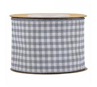 Nastro di raso, nastro di organza, Nastro a quadretti bianco e nero, 100% poliestere, bordo intrecciato, 5 m, nastro scozzese(38mm)