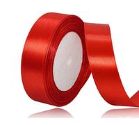 Nastro di Raso Rosso 25mm, 22Metri Rosso Nastro in Tessuto Nastro Satinato per Confezioni Regalo, Bomboniere, Artigianato, Fiocchi per Capelli, Bouquet da Sposa