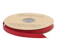 Nastro di raso rosso con doppio fiocco per decorazioni natalizie, matrimoni, battesimo, comunione e cresima., Poliestere, Colore: rosso, 10 mm x 25 m