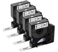 Nastro di ricambio per etichette Dymo D1 45010 S0720500 nero su cassetta trasparente 12mm x 7m per Dymo LabelManager 160 280 220P 360D LabelPoint 100 150 350 LabelWriter 450 Duo, confezione da 4