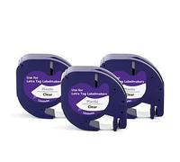 Nastro di ricambio per etichette Dymo Label Letratag in plastica trasparente 12267 S0721530, 12 mm x 4 m, uso per etichettatrici DYMO LetraTag 100H LT-100T Plus LT110T, confezione da 3