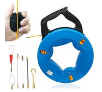 Nastro di ritiro Sonda Passacavi Cavo da 30m Estrattore Cavo in Fibra di Vetro Resistente Alla Flessione 4mm Sonda Tiracavi con 5 Adattatori con Custodia in Plastica e Impugnatura per Cavi Elettrici