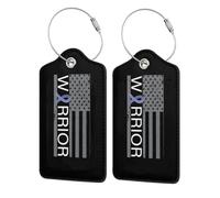 Nastro di sensibilizzazione per i guerrieri del cancro allo stomaco, con bandiera degli Stati Uniti, etichette per bagagli in pelle con copertura per la privacy, carta d'identità per uomini e donne