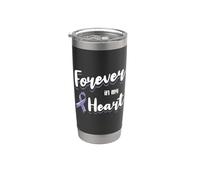 Nastro di sensibilizzazione sul cancro per sempre nel mio cuore Loss Remembrance Bicchiere termico in acciaio inox doppia parete