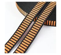 Nastro di seta 10M 15/20mm Nylon Stripe Webbing for Borsa Cinghia Bagaglio Nastro di Rilegatura Abbigliamento Fascia Pizzo Decorativo Cucito Accessori Bias per Decorazione(BlackOrange,15mm)