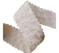 Nastro di seta Nastro con fiori e bordo ondulato, fai da te, fiocchi, accessori for capelli, materiali for realizzare lavori artigianali, nastro fatto a mano, 10 metri per Decorazione(Beige,38MM)