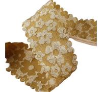 Nastro di seta Nastro con fiori e bordo ondulato, fai da te, fiocchi, accessori for capelli, materiali for realizzare lavori artigianali, nastro fatto a mano, 10 metri per Decorazione(Yellow,38MM)