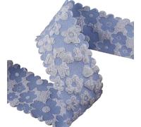 Nastro di seta Nastro con fiori e bordo ondulato, fai da te, fiocchi, accessori for capelli, materiali for realizzare lavori artigianali, nastro fatto a mano, 10 metri per Decorazione(LIGHT BLUE,25MM)