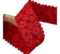 Nastro di seta Nastro con fiori e bordo ondulato, fai da te, fiocchi, accessori for capelli, materiali for realizzare lavori artigianali, nastro fatto a mano, 10 metri per Decorazione(Red,25MM)