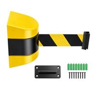 Nastro di sicurezza estensibile da 5 m, per montaggio a parete, con alloggiamento in ABS, nastro di sicurezza giallo-nero per code, guida personale e controllo degli accessi (giallo e nero)