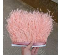 Nastro di stoffa per decorazioni da festa con frange di piume di struzzo naturali da 1/5/10 metri, per abiti da donna, di qualità, morbide e di qualità, per gonna da sposa - Rosa chiaro - 5 m