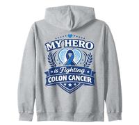 Nastro di Supporto Blu per la consapevolezza del Cancro al Colon Felpa con Cappuccio