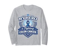 Nastro di Supporto Blu per la consapevolezza del Cancro al Colon Maglia a Manica