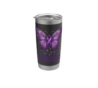 Nastro di supporto per la consapevolezza della demenza con farfalla viola Bicchiere termico in acciaio inox doppia parete