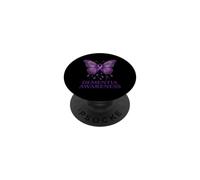 Nastro di supporto per la consapevolezza della demenza con farfalla viola PopSockets PopGrip Adesivo