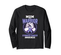 Nastro di Supporto per la Mamma della Famiglia Guerriero della consapevolezza del Cancro allo Stomaco Maglia a Manica