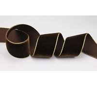 Nastro di Velluto 3 m x 36 mm 429 G Marrone Scuro Oro Con Bordo Dorato - Elegante Nastro Regalo per Decorazione Natale e Cucito