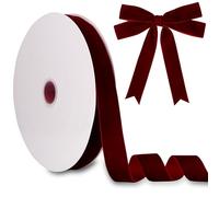 Nastro di velluto Manjonzic da 25 mm x 27,4 m, nastro singolo con imbottitura per Natale, ideale per confezioni regalo, mazzi di fiori, fiocchi per alberi, decorazioni per feste e vacanze, colore