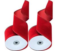 Nastro di velluto rosso, 2 rotoli di nastro natalizio double-face, per artigianato e confezionamento, largo nastro rosso per fiocchi fatti a mano, confezioni di bouquet e decorazioni per abbigliamento