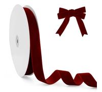 Nastro di velluto rosso, 20 mm x 23 m, colore bordeaux per albero, rosso scuro, spesso, sottile, largo, decorazione per le vacanze