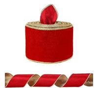 Nastro di velluto rosso e oro da 6,3 cm, 9,1 m, doppio lato, per albero di Natale, ghirlande, ghirlande, scatole regalo, decorazioni per feste, compleanni, vacanze, casa, interni ed esterni