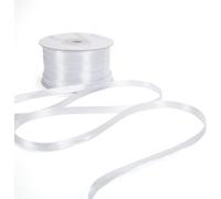 Nastro Doppio Raso 03mm X 100 Metri per Artigianato, Natale, Decorazioni, Adatto Per confezionare Regali, Feste di Compleanno, Matrimoni, Bomboniere (Bianco)