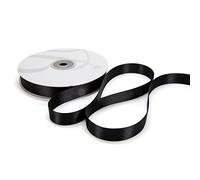 Nastro Doppio Raso 15mm X 50 Metri per Artigianato, Natale, Decorazioni, Adatto Per confezionare Regali, Feste di Compleanno, Matrimoni, Bomboniere (Nero)