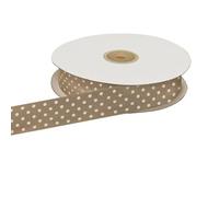 Nastro Doppio Raso a Pois TORTORA 25 mm x 50 mt
