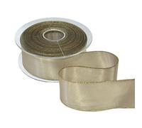 Nastro doppio RASO bordo LAME' 40 mm x 25 metri Colore 15 BEIGE 14XU