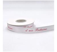 Nastro doppio raso scritta IL MIO BATTESIMO ROSA 15 mm x 25 metri