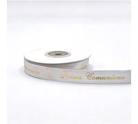 Nastro doppio raso scritta Oro PRIMA COMUNIONE 15 mm X 25 metri