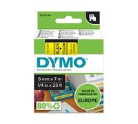 Dymo D1 Etichette Autoadesive per Stampanti LabelManager, Rotolo da 6 mm x 7 m, Stampa Nero su Giallo, S0720790