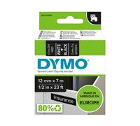 Dymo d1 - standard etichette - bianco su nero - 12mm x 7m