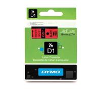 Dymo D1 45807, S0720870, 19mm x 7m, testo nera/sfondo rosso, nastro originale