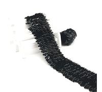Nastro elastico con paillettes, 1 metro, 4,8 cm, 5 file, elastico, con paillettes, in pizzo con paillettes metallizzate, per cucire, colore nero