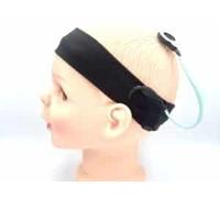 Nastro elastico in cotone fissaggio impianto cocleare (L, nero)