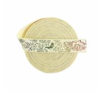 Nastro elastico pieghevole in spandex con stampa a lamina, motivo a fiore di loto dorato, da 5/8" e 15 mm, per capelli, da cucire, avorio, 100 iarde