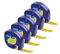 Nastro Etichette Aken Compatibile con Dymo LetraTag 12 mm x 4 m Nero su Giallo 91222 A91222 Compatibile con Dymo LetraTag LT-100H LT-10T QX50 XR XM 200B