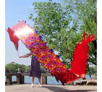 Nastro for danza del drago Dragon Poi, bilancia colorata, nastro for lancio di Dragon Poi for fitness all'aperto, nastri rotanti con design a drago monofacciale for spazi aperti(Red,6 m (20 ft))