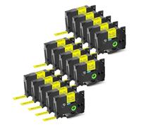 Nastro for etichette adesive forti nero su giallo da 15 pezzi, compatibile con nastro for etichette Brother TZe-s631 9/12/18/24 mm for stampanti P-Touch(9mm)
